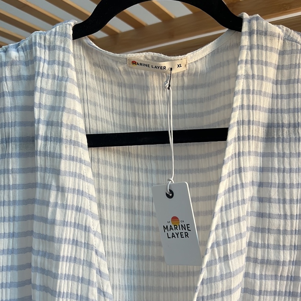 NWT | Marine Layer | Maddie Wrap Midi Dress | Bel Air Blue | XL - Picture 4 of 7